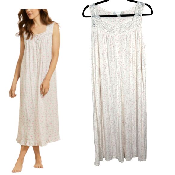 Eileen West Sleeveless Ballet Gown Pink Lace Floral Size Small - Picture 2 of 7